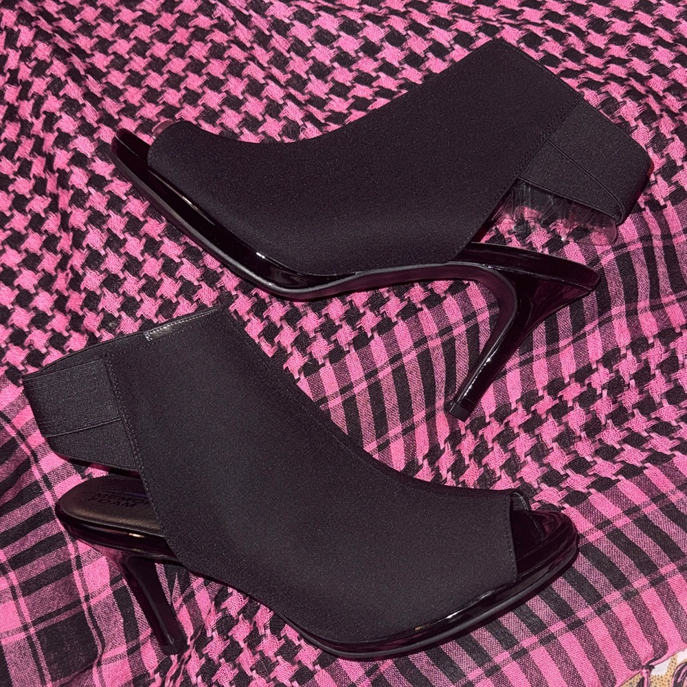 Life Stride Velocity Memory Foam Black Women's Heels Size 9.5 Peep Toe Booties - Picture 2 of 15